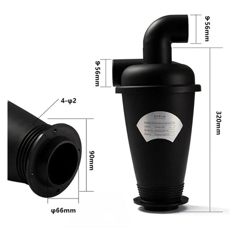 Heavy Duty Cyclone Dust Separator For Vacuum Cleaners, DIY Turbocharged Dust Collector with dimensions and design details