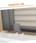 Three transparent curtain hooks next to a window showcasing installation, from 40 Pack Plastic Curtain Hooks for Shower and Window Drapery.