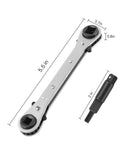 HVAC Service Wrench Kit With Hex Bit Adapter For Air Conditioning And Refrigeration Repair, 5.5 in silver ratchet wrench and adapter
