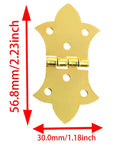 Set Of Six Mini Butterfly Cabinet Hinges In Classic Antique Gold With Included Mounting Screws For Wood Boxes Jewelry Crafts And Furniture Diy No Sweat Install And Built Tough, measuring 2.23 by 1.18 inches.