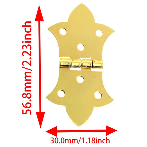 Set Of Six Mini Butterfly Cabinet Hinges In Classic Antique Gold With Included Mounting Screws For Wood Boxes Jewelry Crafts And Furniture Diy No Sweat Install And Built Tough, measuring 2.23 by 1.18 inches.