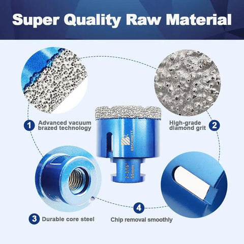 One And Three Eighths Inch Diamond Core Drill Bit For Dry Drilling Through Porcelain Tile Ceramic Marble Granite