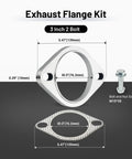 3 Inch 2 Bolt Exhaust Flange Kit with Gasket and bolt from Shop Rated Road Ready, forged from tough 304 stainless steel.