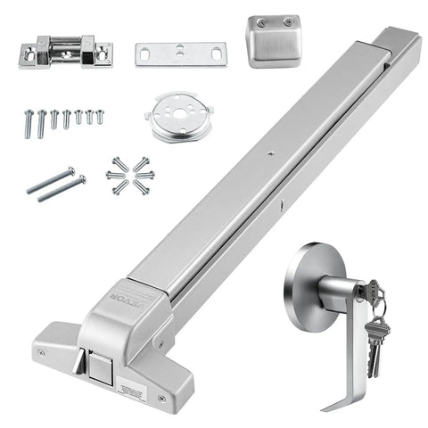 Heavy Duty 28 Inch Stainless Steel Push Bar Panic Exit Device With Exterior Lever And 3 Keys Commercial Emergency Door Hardware