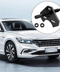 Front view of white car with circular inset showing a hub puller tool and two washers