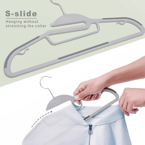 Next Level Non Slip Plastic Hangers 50 Pack With Clean S Shape Collar Guard Straight Up Heavy Duty Support 360 Swivel Hook Grey Slim Space Saver Closet Organizer For Shirts And Winter Coat
