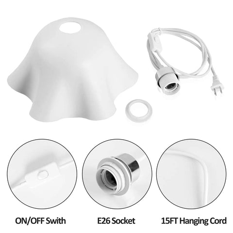 Components of Two Pack Plug In Pendant Lights With A 15 Foot Cord Frosted White Shade On Off Switch No Hard Wiring Easy Ceiling Lighting