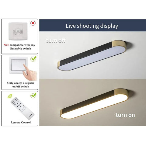 Modern Acrylic Linear LED Ceiling Light With Remote Control 36W 2160 Lumens Eye Protection Design for kitchen display