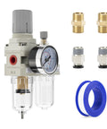 One Quarter Inch NPT Air Compressor Regulator Filter Water Separator Combo With Gauge Zero To One Hundred Fifty PSI
