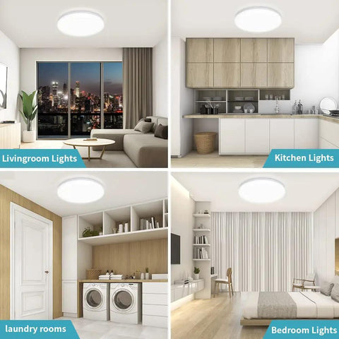 Non Dimmable 18W 1650LM 5000K Daylight Flush Mount LED Ceiling Light 9.5 Inch in various room settings