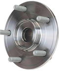 Premium Front Wheel Bearing And Hub Assembly Direct Swap For 2009 Through 2020 Dodge Journey with shiny metal finish and five mounting holes.