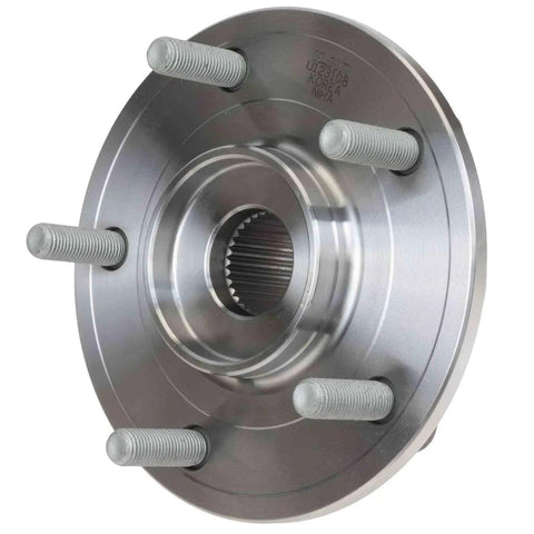 Premium Front Wheel Bearing And Hub Assembly Direct Swap For 2009 Through 2020 Dodge Journey with shiny metal finish and five mounting holes.