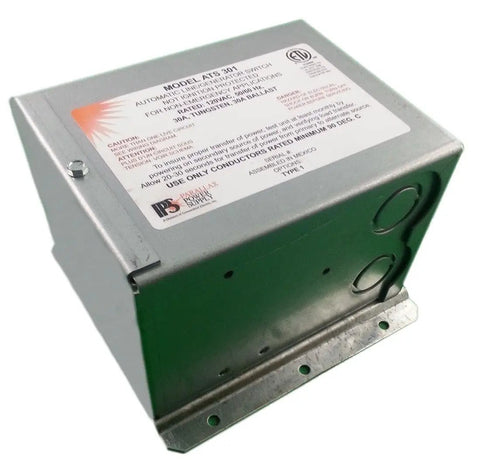 Pwr ATS301 Automatic Power Transfer Switch For RVs, 30 Amp 120V Shore Power To Generator Changeover, metal enclosure with mounting base