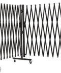 Straight Up Solid Expandable Metal Barricade With Quick Lock Scissor Gate, 31 lb, black, portable crowd control barrier.