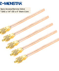 HZ-MONSTAR piercing valve kit: five copper tubes with brass fittings for 1/4" SAE x 1/4" OD x 4" stem cores