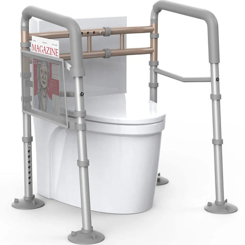 Stand Alone Toilet Safety Rail With Adjustable Width And Height Fits Any Toilet Folding Handrails For Elderly And Disabled