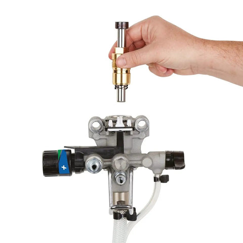 Hand changing component in ProXChange Pump Kit For Magnum ProX17 And ProX19 Sprayers Quick Modular Replacement Built In Hex Nut Slot