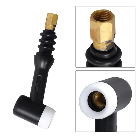 Pro Grade TIG Welding Torch Repair Kit With Gas Lens Alumina Nozzles Glass Cups And Collet Set for WP 17 18 26, torch connector detail