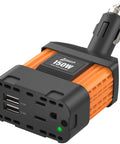 Game Changer 150 Watt Portable Car Power Inverter Converter featuring dual USB ports and 12V plug for road trips.