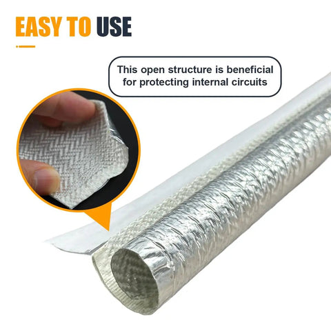 Self Closed Aluminum Heat Shield Sleeve 6mm One Quarter Inch, 39 Inch Length, open structure detail and protective material
