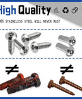 Heavy Duty Stainless Steel Anti Theft License Plate Screws Set includes eight tamper resistant hex bolts on display.