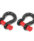 Two Pack 1/2 Inch D Ring Shackles With 5/8 Inch Screw Pins For Tow Straps, Winches, And Off Road Recovery, Heavy Duty Steel, Black And Red.