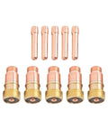 Get Ready For Precision Welding With This Stubby Gas Lens Kit Compatible With WP17 18 26 Torches, featuring 5 nozzles and collets.