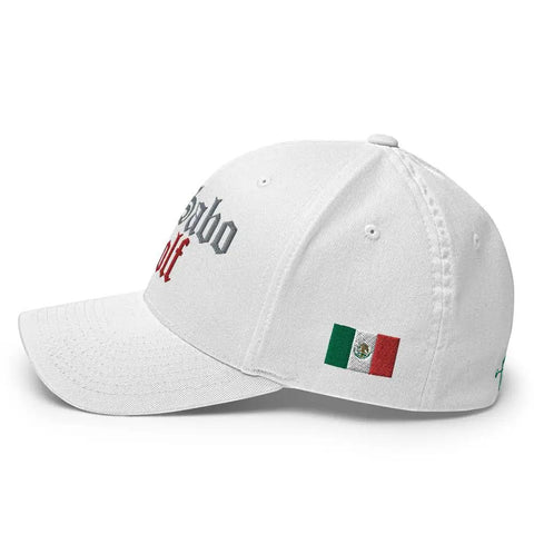 Mexico Inspired White Fun Golf Hat For Men And Women No Sabo Golf Style Cap with Mexican flag on side, breathable weave design