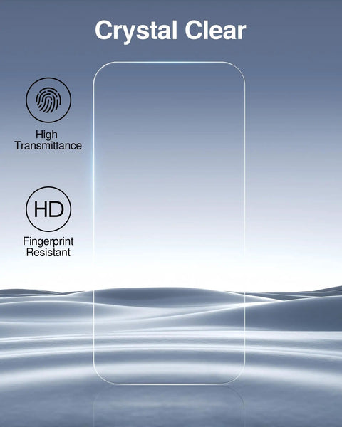 2 Pack Privacy Screen Protector For iPhone 16 Pro Max No Peeking Privacy Filter Anti Spy Tempered Glass 9H Hardness Military Grade Shatterproof Edge To Edge Coverage Case Friendly Fast Install, showing transparent screen with high transmittance and fingerprint resistant features.