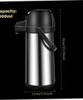 Front view of Party-Ready Hot Beverage Dispenser With Pump, 1.9L Insulated Stainless Steel Carafe, Double-Walled