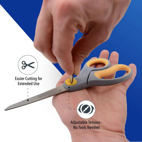 8 Inch Titanium Bonded Scissors With Adjustable Glide And Soft Grip, 2 Pack Multipurpose Shears For Office, Home, And School Use, Sharp Precision Blades For Smooth Everyday Cutting, adjustable tension in hand
