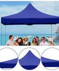 Universal Replacement Top For Pop Up Canopy Tents, Available In 6x6 Foot, 8.2x8.2ft, Or 3x3m Sizes, Blue fabric shade installed outdoors