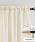 Beige Semi Sheer Privacy Curtains for Living Room and Bedroom, 96 Inch Length Two Panels, light filtering with rod pocket