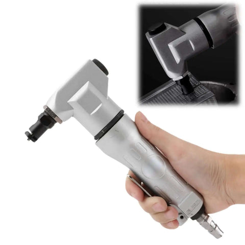 Beefy Pneumatic Sheet Metal Cutter Handheld Air Nibbler With Hardened Blade And Alloy Case shown in hand