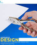 Heavy Duty All Metal One Quarter Inch Single Hole Punch Handheld Punch For Paper And Crafts Eight Sheet Capacity Portable Desk Tool Four Pack Set For Tags Tickets And DIY Projects used on paper.