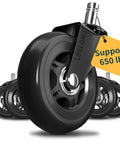 Heavy Duty Office Chair Wheels Replacement Casters Set Of 5 For Hardwood Floors And Carpet, steel and polyurethane