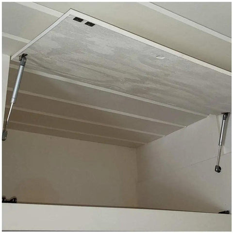 Six Pack 100N Gas Struts for 10 Inch Cabinet Doors Cabinet Shocks and Lift Supports with Round Mounting Plates Screws Included installed