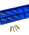 Carbide grooving inserts set, tin-coated, 2mm width, 10 pcs in blue plastic organizer