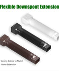 Flexible Downspout Extender Set Extendable From 21 To 60 Inches in black, brown, white on white background
