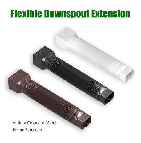 Flexible Downspout Extender Set Extendable From 21 To 60 Inches in black, brown, white on white background