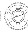 Diagram of sprocket dimensions for Heavy Duty 520 O Ring Drive Chain And Sprocket Kit For EN 650 Vulcan S Cafe ABS 2015 2024.