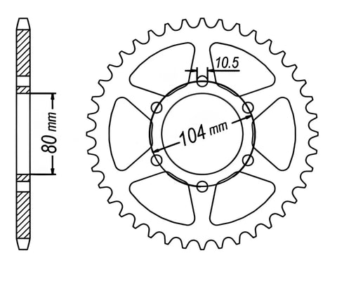 Diagram of sprocket dimensions for Heavy Duty 520 O Ring Drive Chain And Sprocket Kit For EN 650 Vulcan S Cafe ABS 2015 2024.