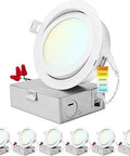 4 Inch Gimbal LED Recessed Downlight Kit With 5 Dope Color Temperature Options 2700K To 5000K, dimmable, wet rated, 6 pack