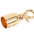 Close-up of a single gold zinc alloy bell rope end snap hook, part of the 10 Pack Top Shelf Gold Rope End Snap Hooks for DIY projects.