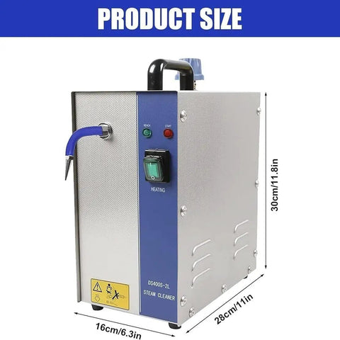 Professional Jewelry Steam Cleaner Turns Old Bling Into Fresh Sparkle In Seconds With Two Liter Stainless Steel Tank side view with controls.