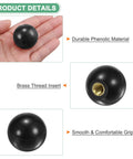 3 Pack Threaded Ball Knobs M8 Female Thread 30mm Diameter Thermoset Ball Knob For Lathe Machine Lawn Mowers Round Phenolic Brass Insert Lever Handle Black Grippy Finish
