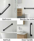 Hella Secure 12 Inch Stair Handrail And Wall Mounted Safety Grab Bar For Indoor Outdoor Steps providing secure support in bathroom and beside toilet.