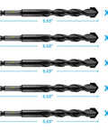 Set of five 1/2 inch bits from Ten Piece Masonry Drill Bits Kit For Concrete Stone Brick Tile Glass Plastic Ceramic And Wood
