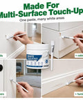 White Touch Up Paste With Brush Kicks Scratches To The Curb Fast Furniture And Wall Repair Putty applied on walls and cabinets.