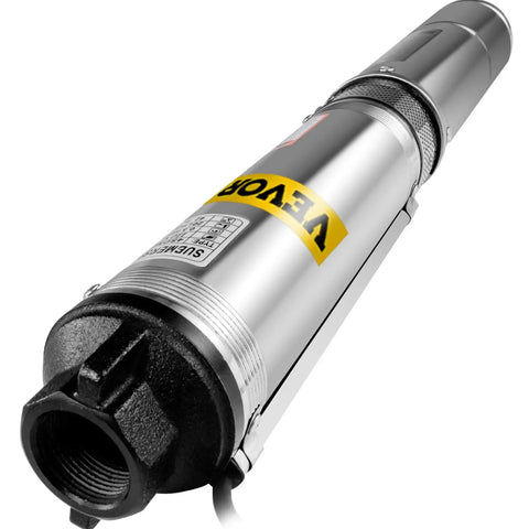 Half HP Submersible Well Pump With 164 Ft Head And 25.5 GPM Flow, Stainless Steel Deep Well Pump, durable 304 stainless steel body